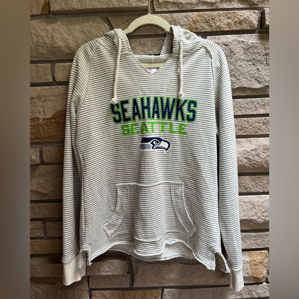 NFL Seahawks Gray and White Striped Hoodie